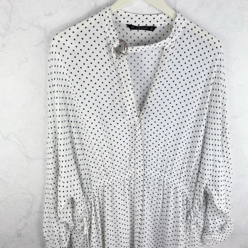 [Zara] Flirty White Polka Dot Dress